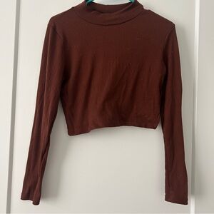 Altar’d State Turtleneck Long Sleeve Brown Cropped Sweater Top